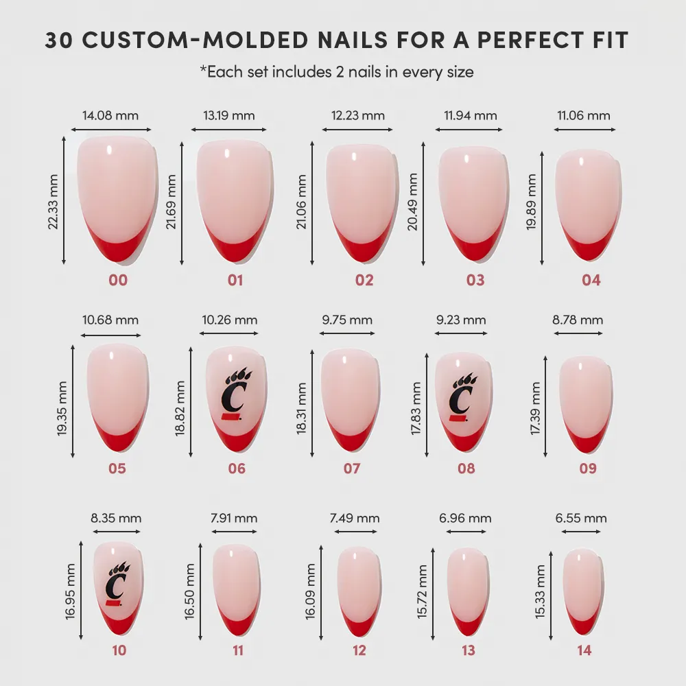 Cincinnati Bearcats Press-On Nail Set