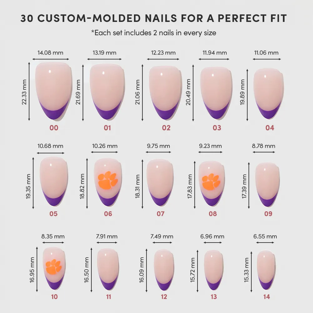 Clemson Tigers Press-On Nail Set
