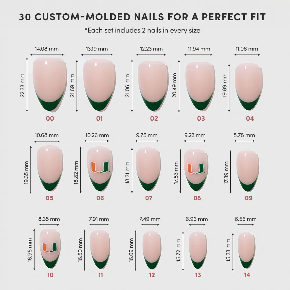 Miami Hurricanes Press-On Nail Set