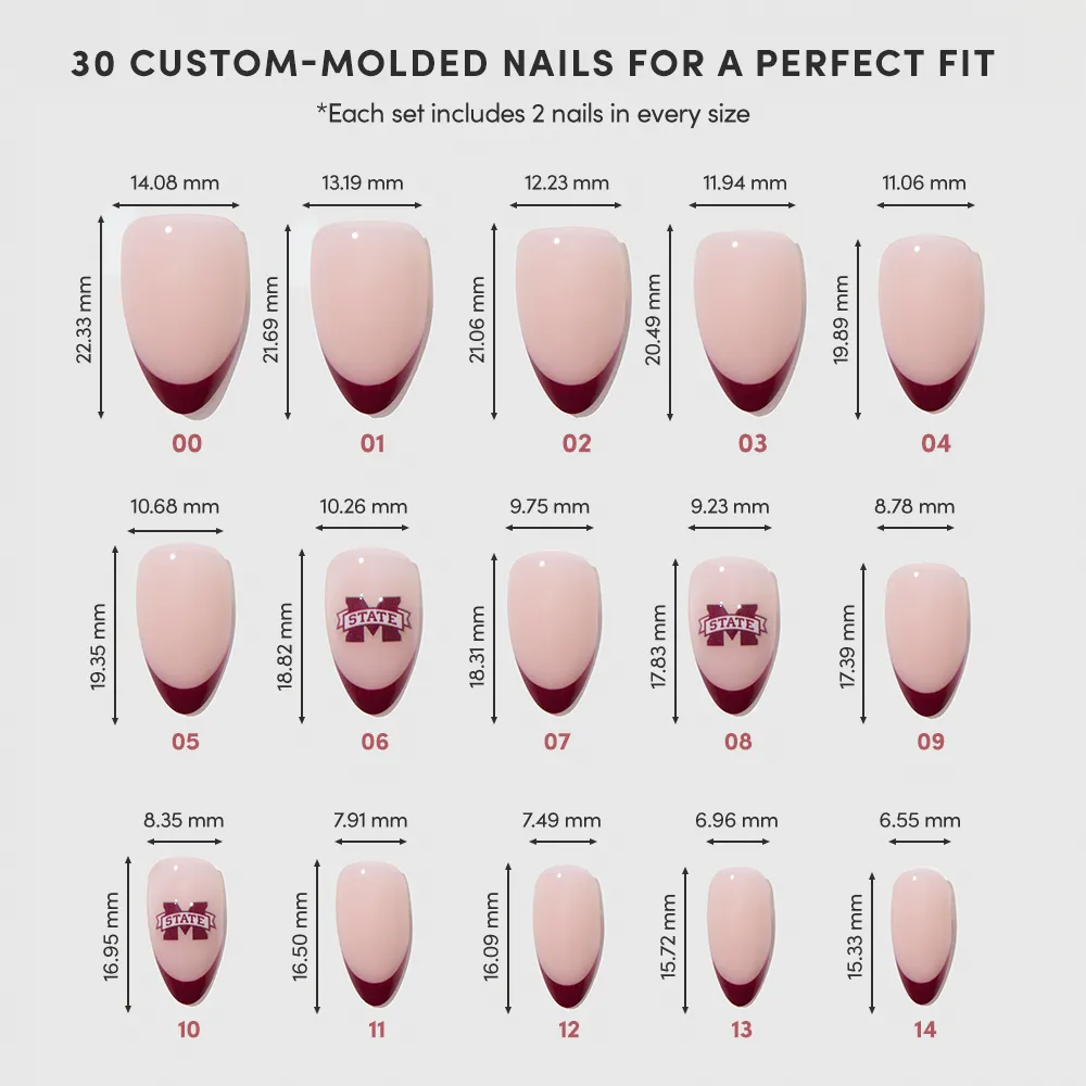 Mississippi State Bulldogs Press-On Nail Set