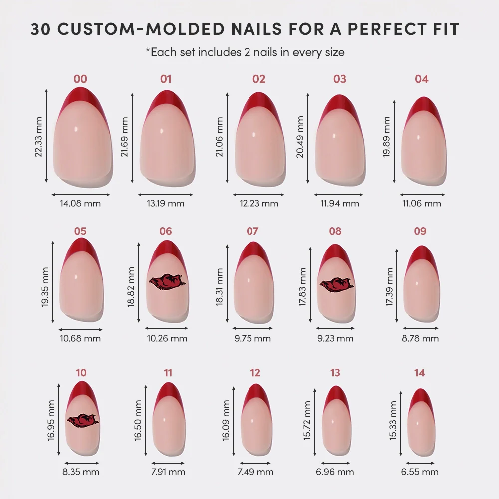 Arkansas Razorbacks Press-On Nail Set