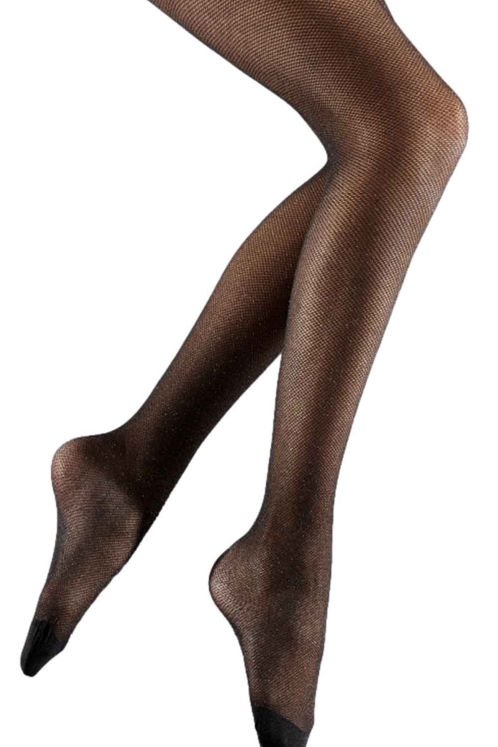 Black/Silver Sparkle Fishnet Tights AYK8