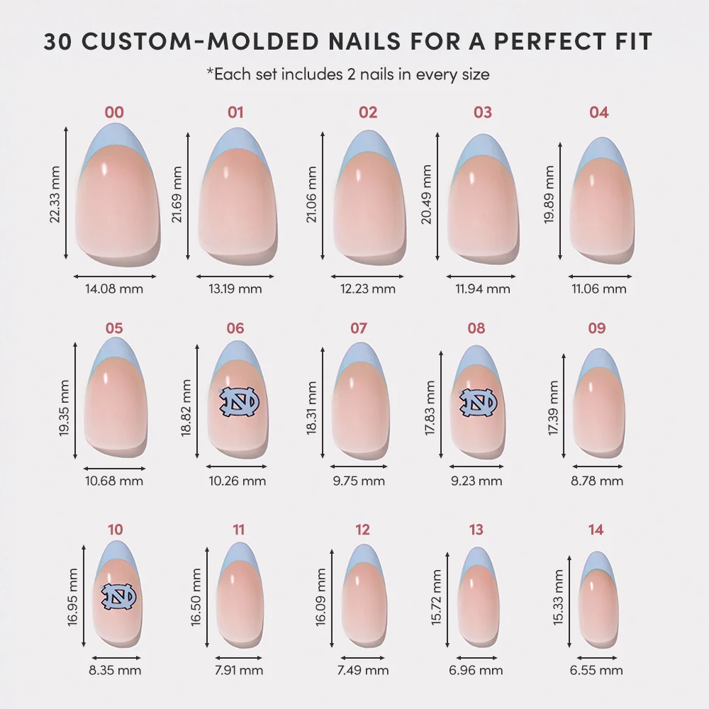 North Carolina Tar Heels Press-On Nail Set