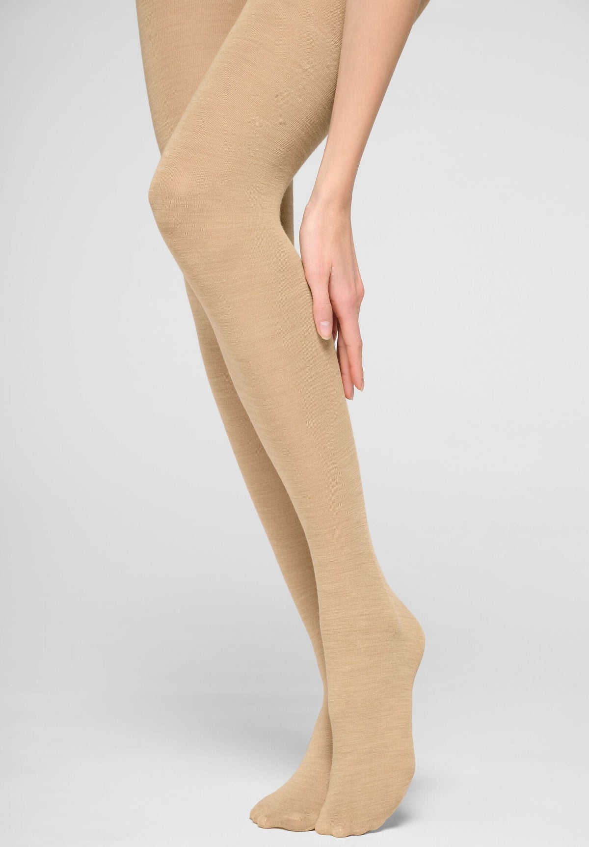 Superwash Wool Opaque Tights Nives - Beige