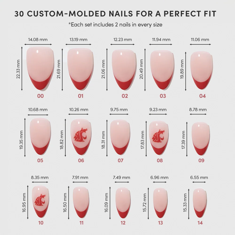 Washington State Cougars Press-On Nail Set