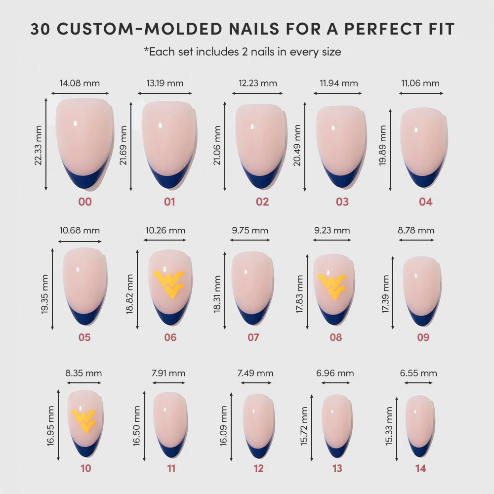 West Virginia Mountaineers Press-On Nail Set